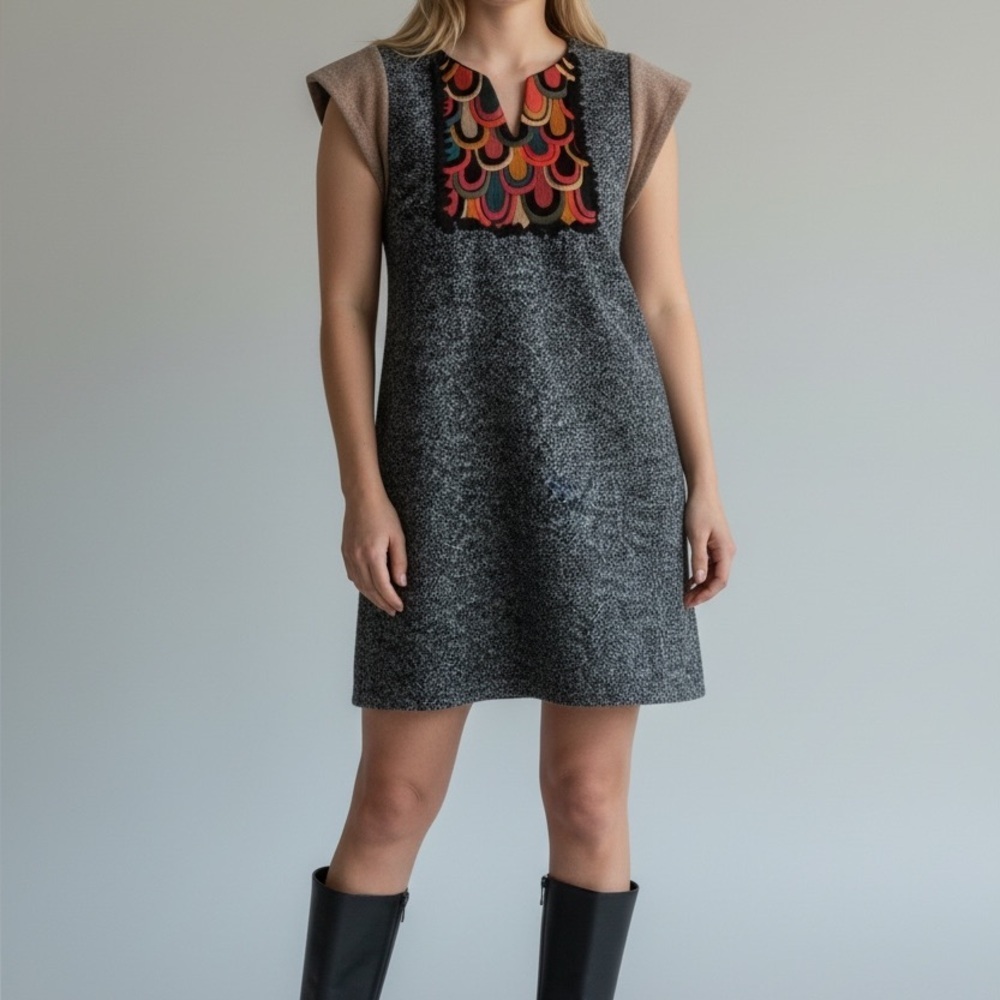 THML Designer Patchwork Texturized Dress. SZ M